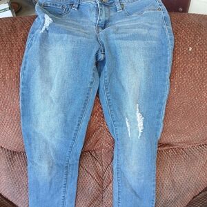 Women's Light Blue Distressed Jeans